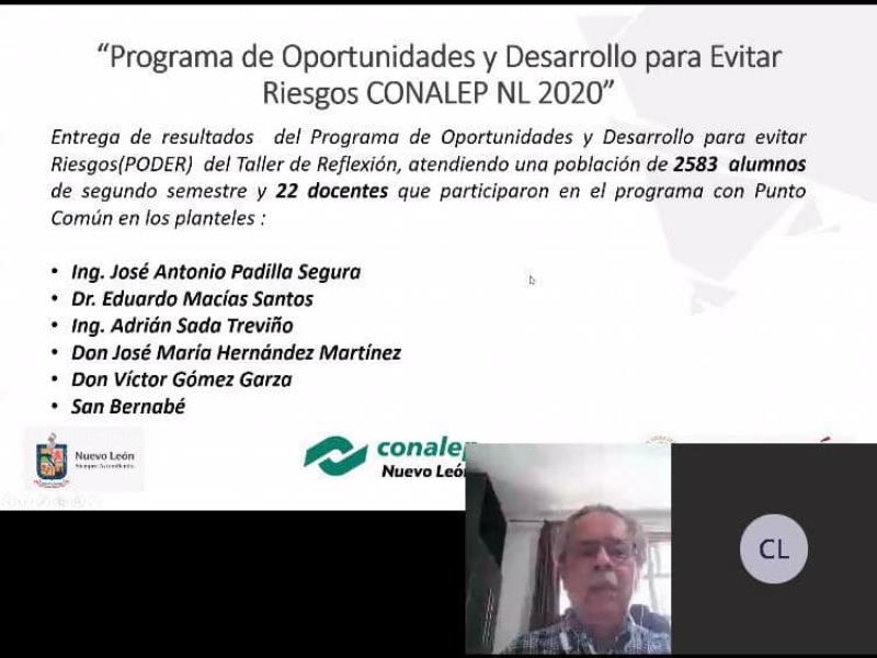 Como parte del Programa PODER, que se llevó a cabo en 10 de los 17 planteles del Sistema Educativo de manera híbrida, con sesiones presenciales y otras a distancia por la contingencia sanitaria, se realizaron los Talleres de Reflexión, a cargo de Punto Común, y Talleres de Matemáticas para un Mundo Cambiante, a cargo de Enseña por México