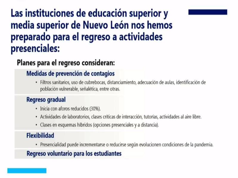 Regresarán a clases presenciales de manera gradual y voluntaria