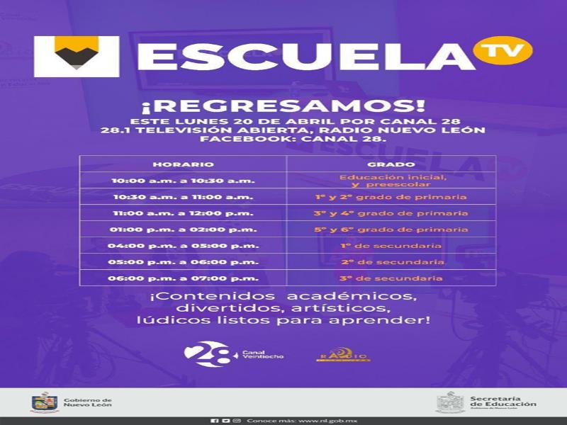 La Secretaría de Educación de Nuevo León invita a los padres de familia a continuar acompañando en las actividades a sus hijos en casa y estar al pendiente de la actualización de información que se vaya emitiendo en los próximos días, de acuerdo a lo que vaya rigiendo la Secretaría de Salud